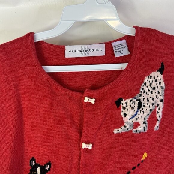 VTG 90s Whimsy Cardigan Sweater Vest Puppy Dog Bone Buttons Novelty - Picture 5 of 8